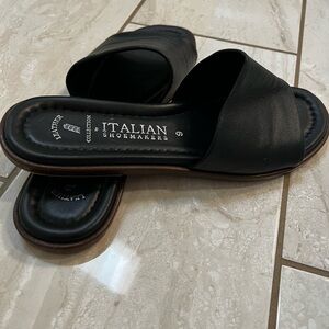 Italian Shoemakers Black Leather Sandals